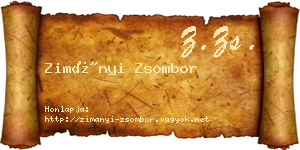 Zimányi Zsombor névjegykártya